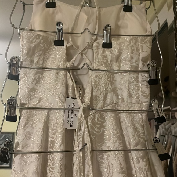 WINDSOR: Ivory, gold design sparkly long dress - Picture 6 of 10